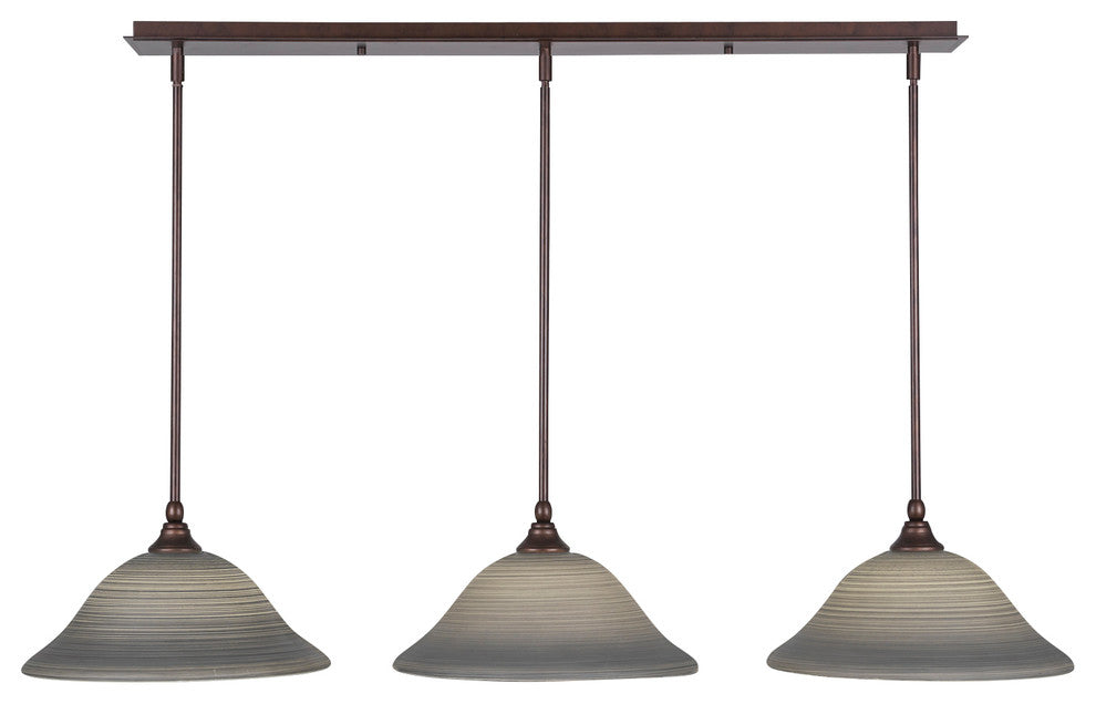 3 Light Mini Pendant, 12" Gray Linen Glass