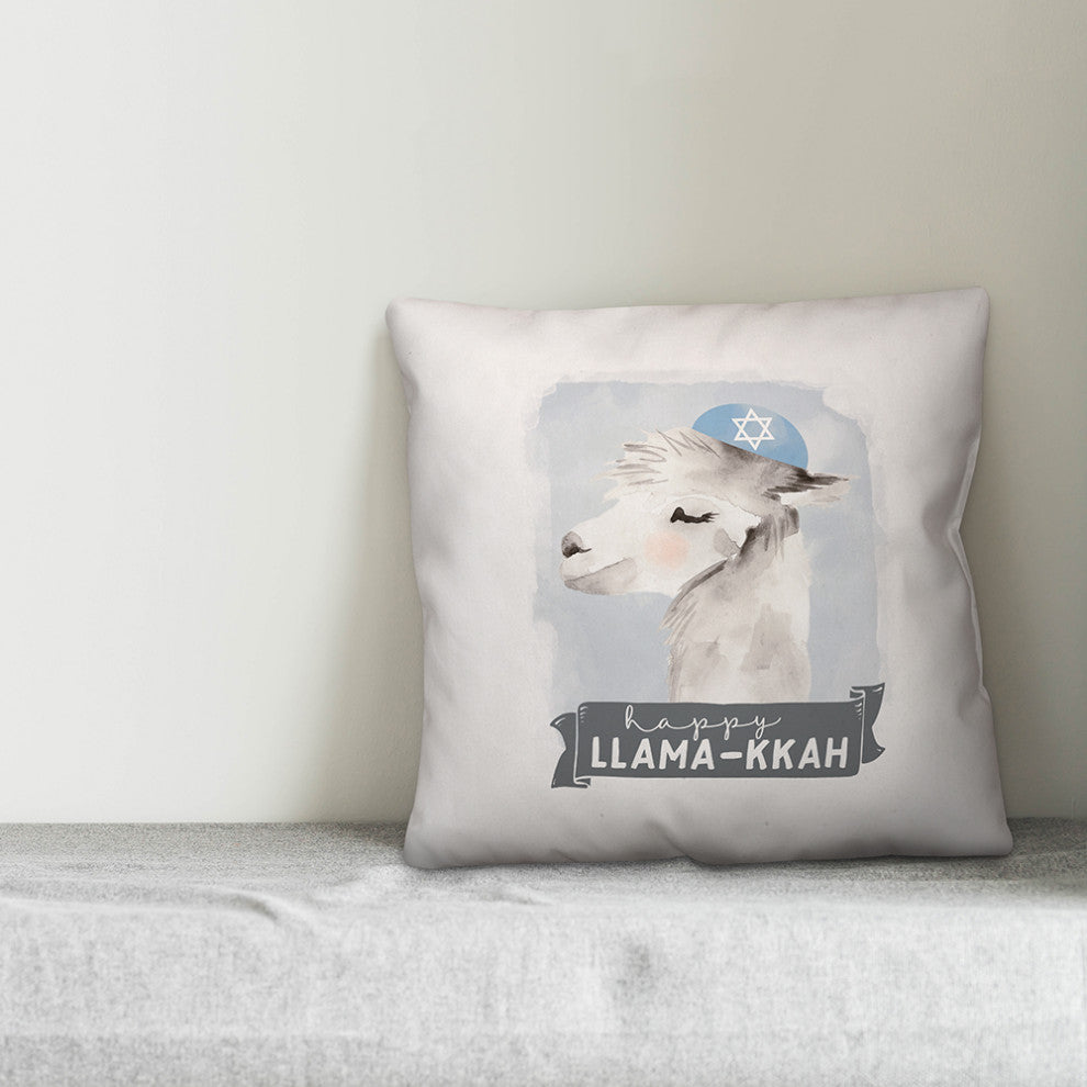 Happy Llama-kkah 18"x18" Throw Pillow Cover