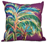Vacation, Floral Print Pillow, Purple, 18"x18"