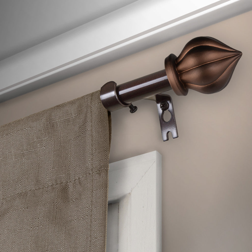 Meda 5/8" Curtain Rod, Cocoa, 18-28"