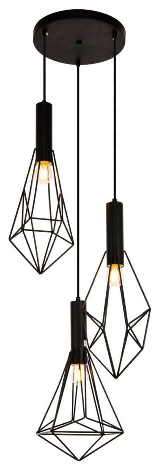 Living District Jago 3-Light Transitional Metal Pendant in Black