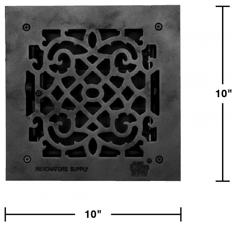 Black Floor Air Vent Heat Register with Aluminum Upscale Design 8" x 8" Set of 2