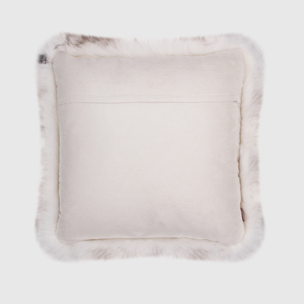 Rustic Sheepskin 20"x20" Pillow, Wolf Tip