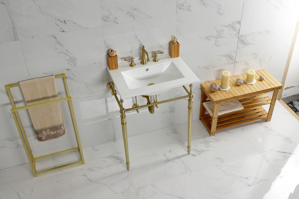 Fauceture KVPB24187W8BB 24" Console Sink, Legs, 8", 3 Hole