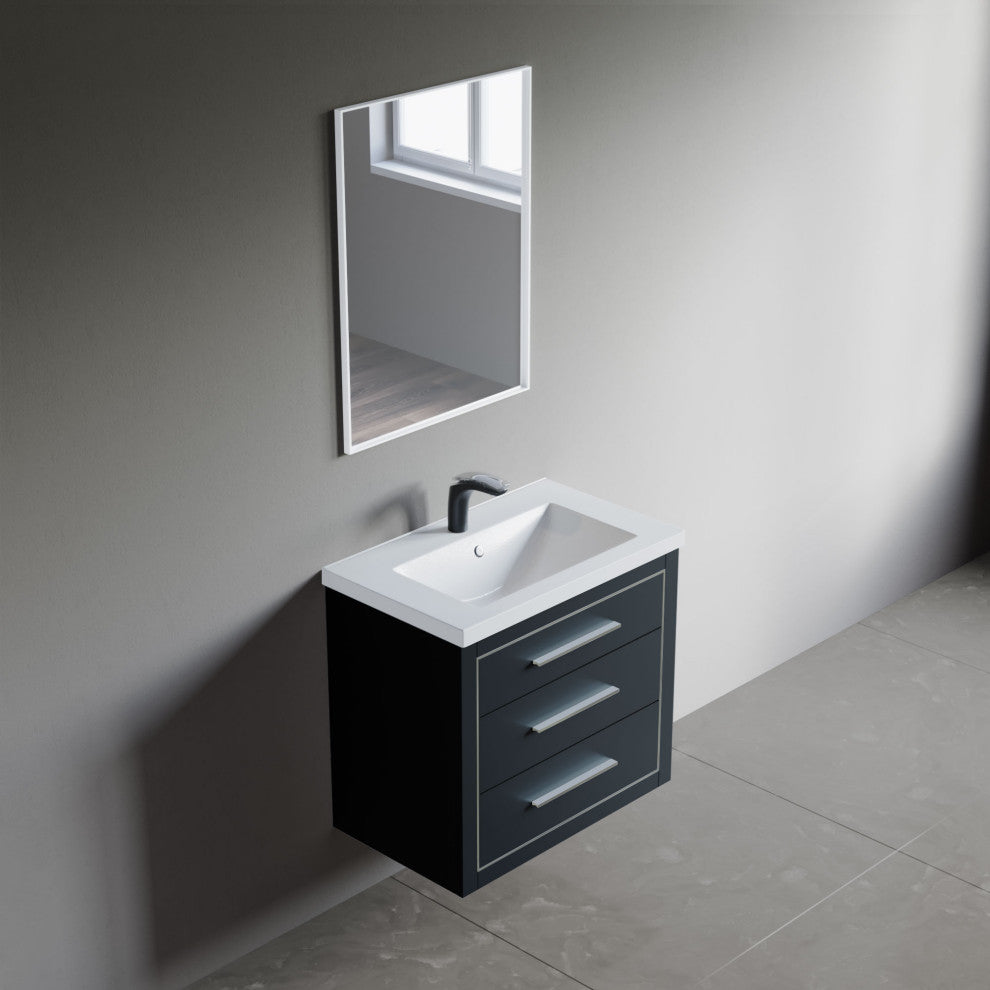 Sherwood 30" Single Vanity Set, Charcoal, Chrome Trim, Floating Only