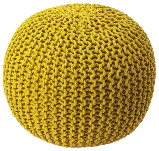 BUTLER PINCUSHION YELLOW WOVEN POUFFE