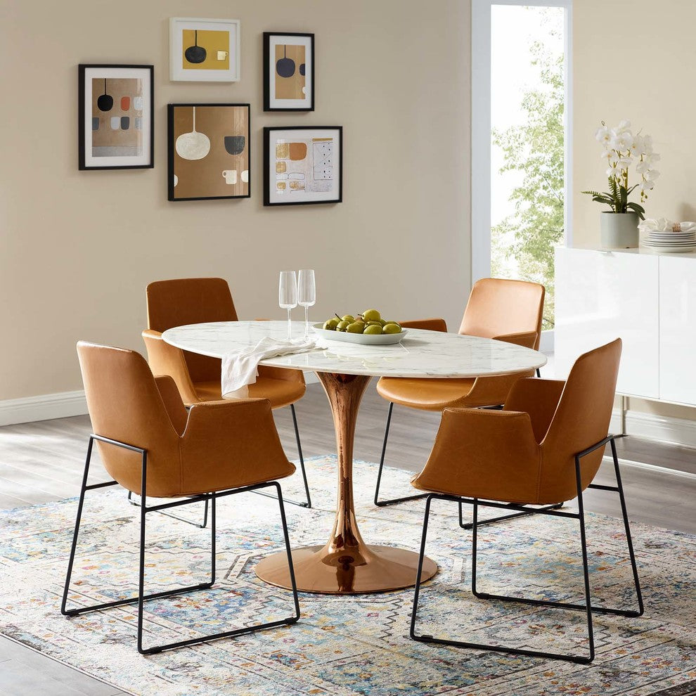 Lippa 60" Oval Dining Table, Rose White