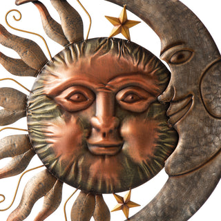 36.25"H Metal Sun and Moon Yardstake or Wall Decor