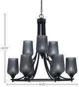 Paramount 9-Light Chandelier, Matte Black, 5" Smoke Textured Glass