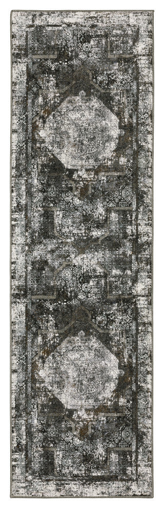 Galion Oriental Distressing Charcoal/Grey Indoor Area Rug, 2'3"x7'6"