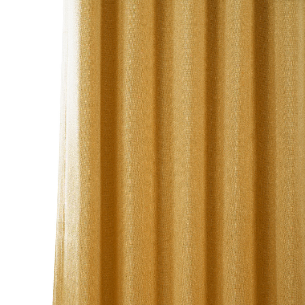 Faux Linen Darkening Curtain Single Panel, Dandelion Gold, 50"x120"