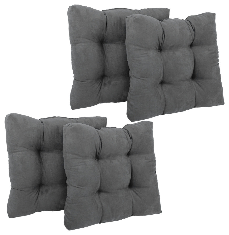 19" Squared Microsuede Tufted Dining Chair Cushion, Set of 4, Gray