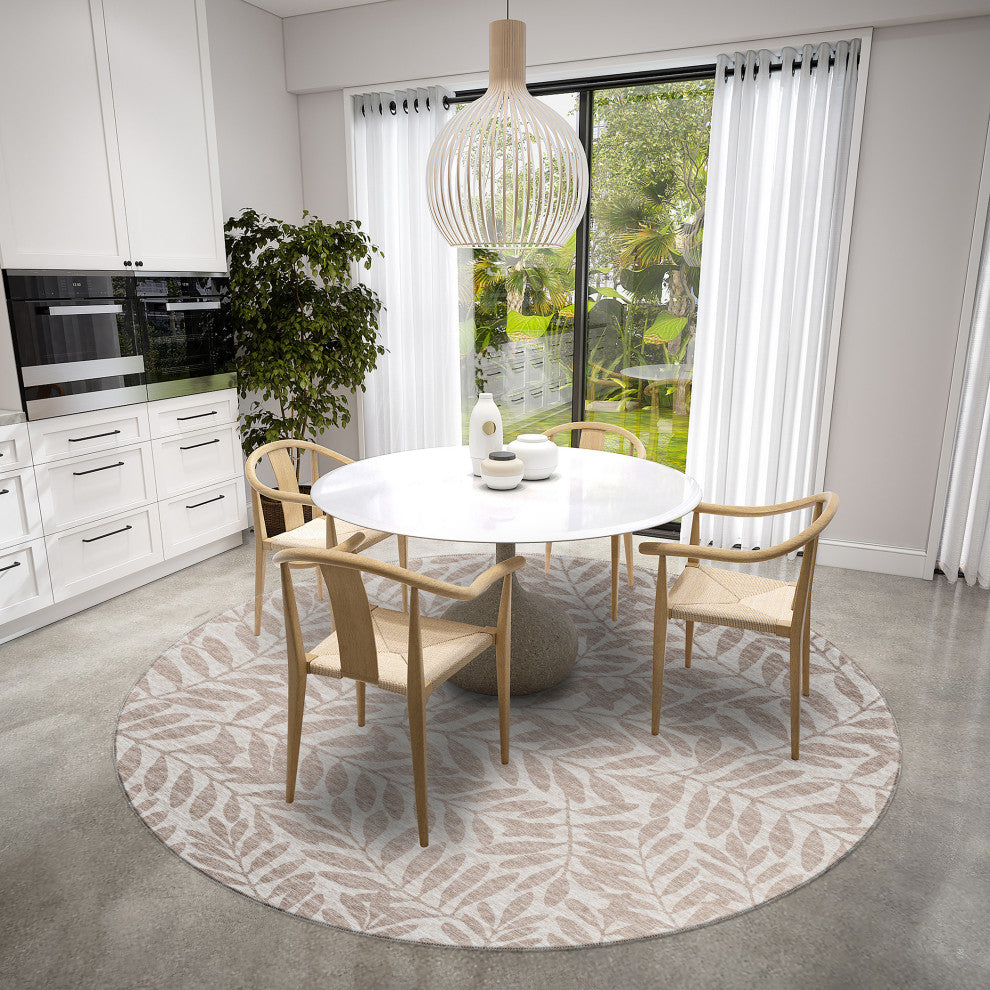 Indoor/Outdoor Sedona SN5 Putty Machine Washable 10' x 10' Round Rug