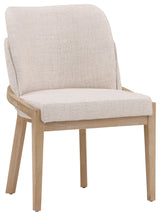 Jhene Elm Wood Upholstered Dining Chair, Off-white