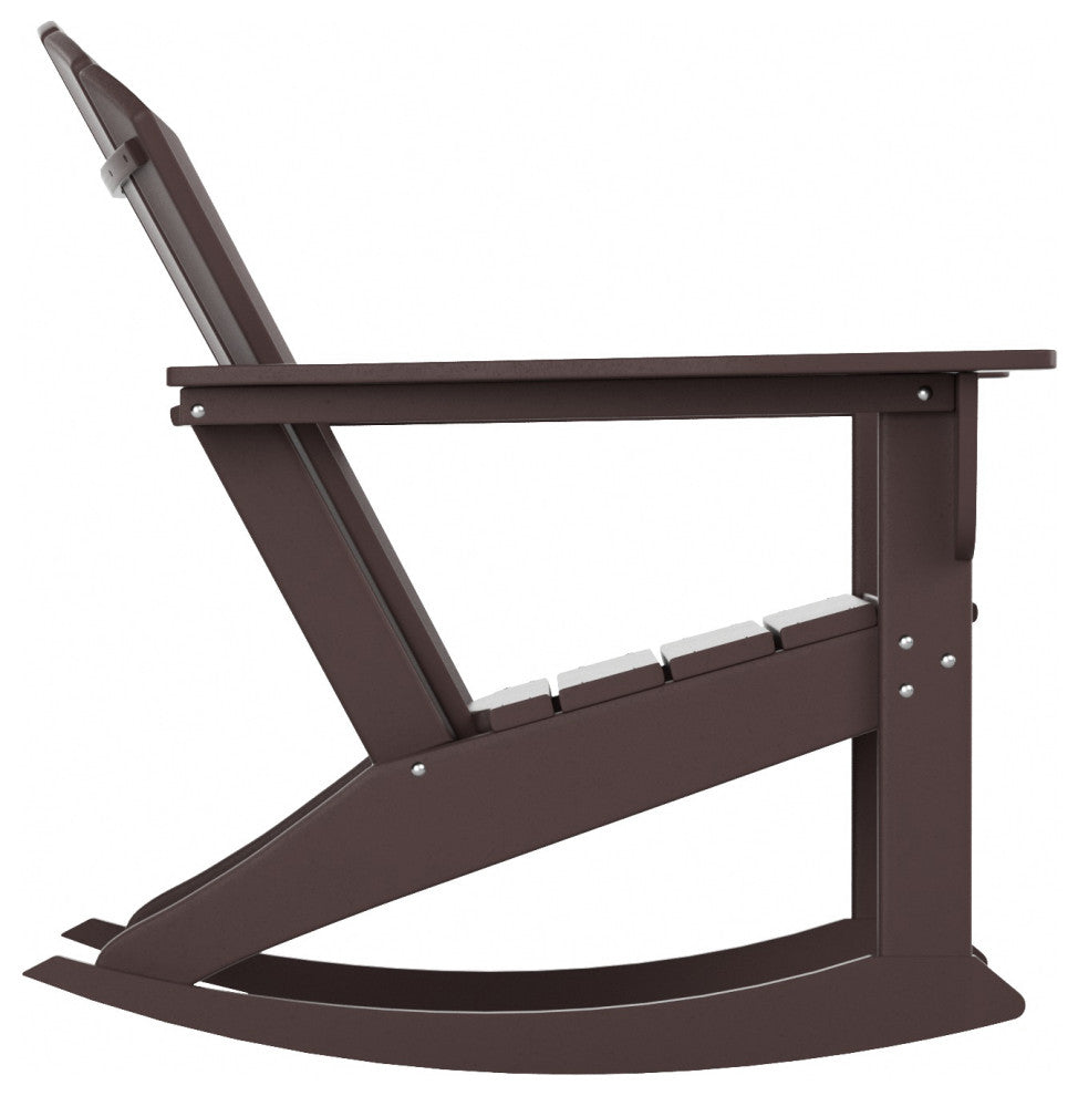 WestinTrends Outdoor Patio Poly Lumber Adirondack Porch Rocking Chair Rocker, Dark Brown