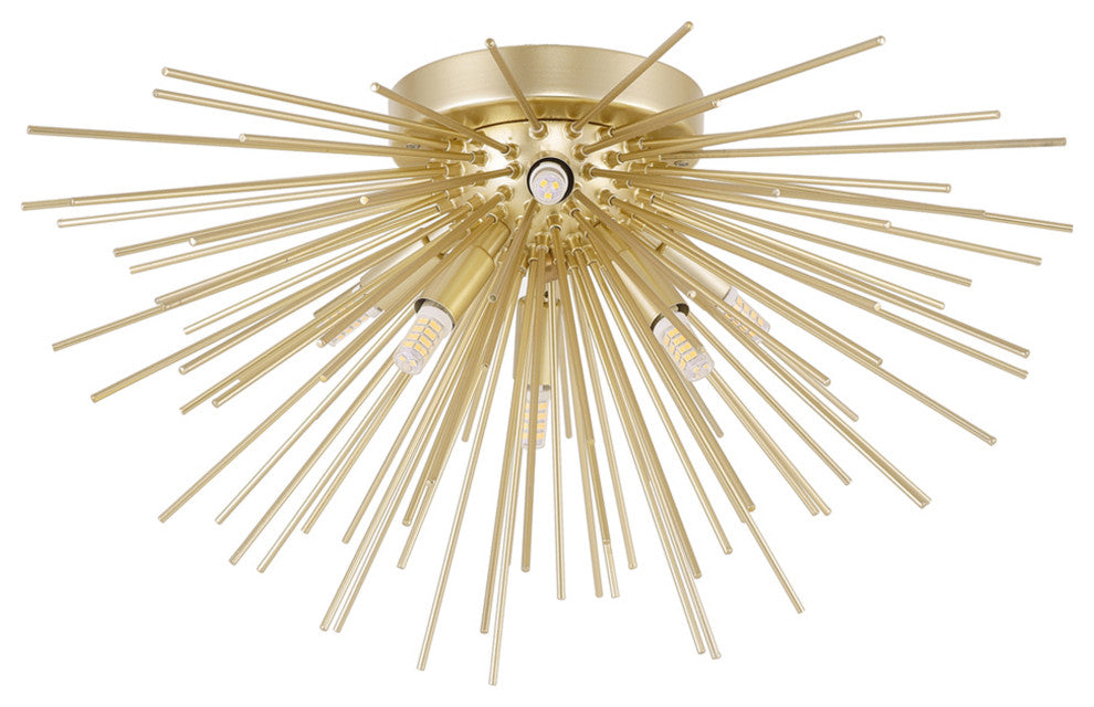 Savannah 6 Light Flush Mount With Gold Leaf Finish