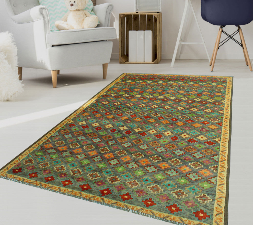 Balochi Fredric Gray/Rust Rug, 4'10x8'0