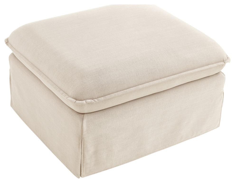 Rustic Manor Arleth Ottoman, Upholstered, Linen, Beige