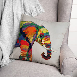 Bright Elephant on White 18x18 Indoor/Outdoor Pillow