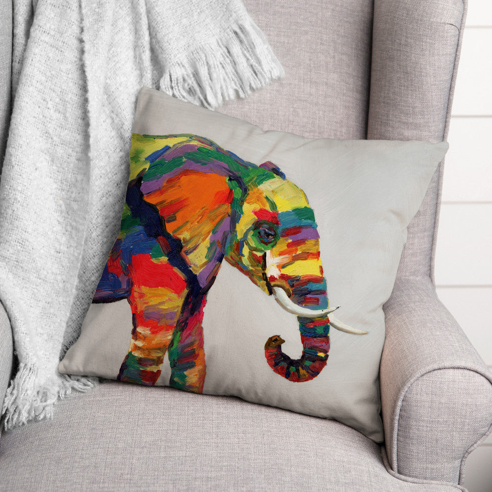 Bright Elephant on White 18x18 Indoor/Outdoor Pillow
