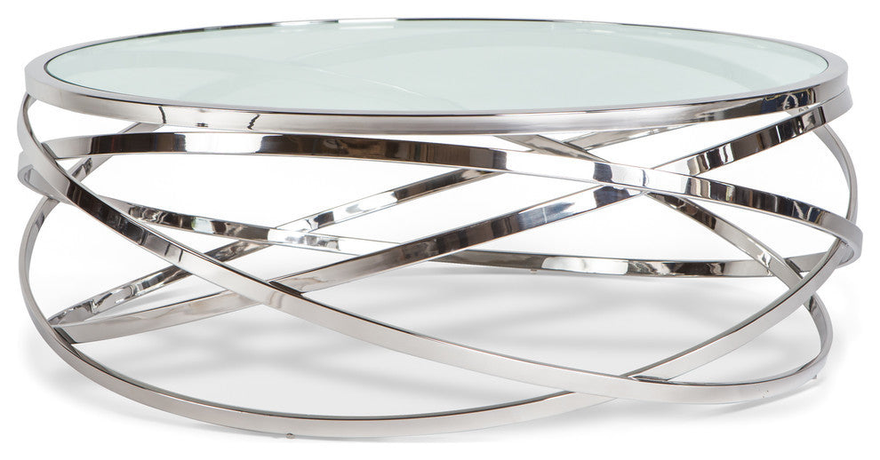 Orbit Steel Coffee Table, Polished Stainless Steel