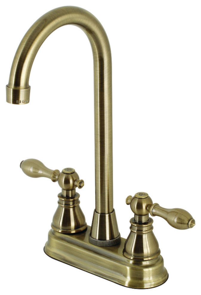 KB493ACL American Classic Two-Handle High-Arc Bar Faucet, Antique Brass