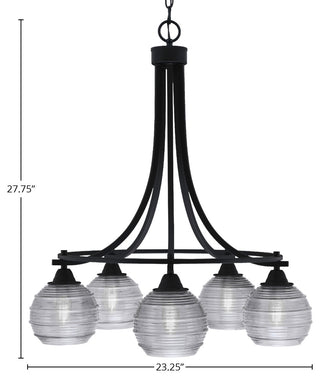Paramount 5-Light Chandelier, Matte Black, 6" Smoke Ribbed Glass