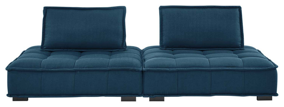 Saunter Tufted Fabric Fabric 2-Piece Loveseat Azure