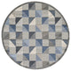 8" Round Blue Gray Triangle Indoor Outdoor Area Rug