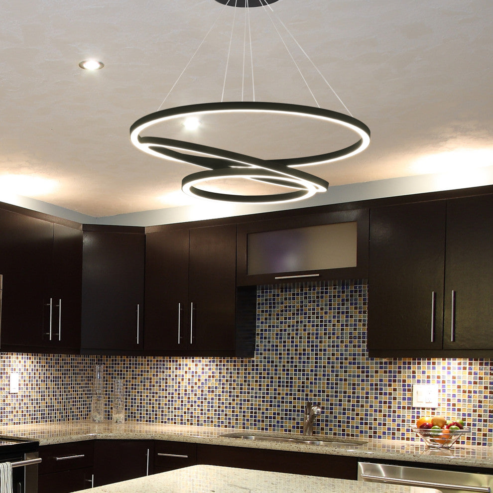 Tania Trio 32" Ring ETL Certified Circular LED Chandelier, Black VMC32500BL