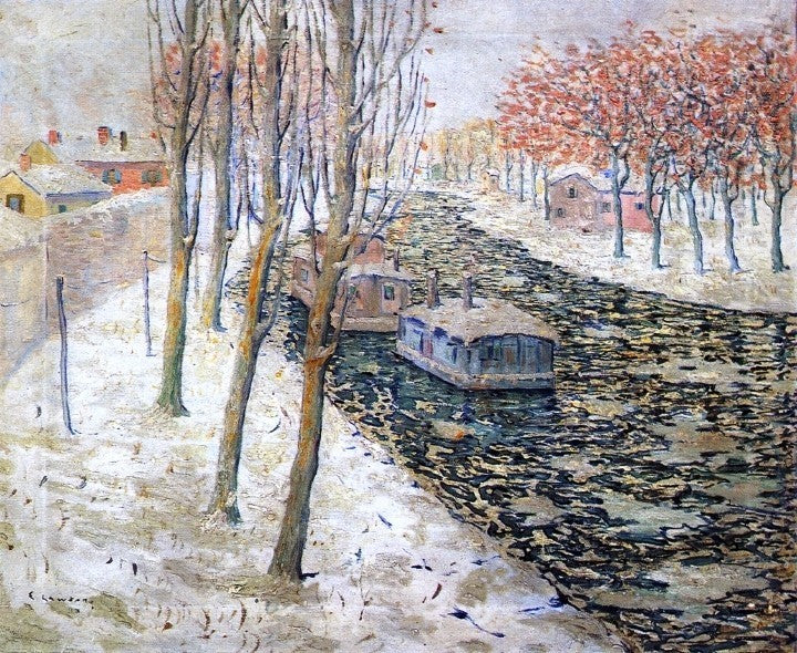 Ernest Lawson Canal Scene in Winter, 20"x25" Wall Decal Print
