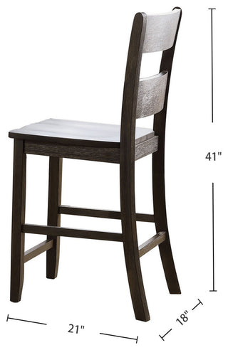 Set of 2 Counter Height Chair, Distressed Walnut