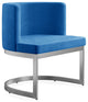 Velvet Dining Chair w/ Chrome Stainless Steel Base - Blue