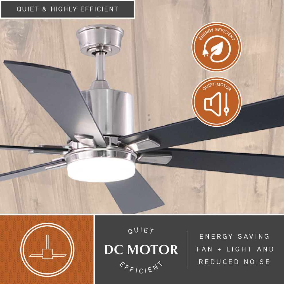 Wheelock 60" Ceiling Fan, Satin Nickel