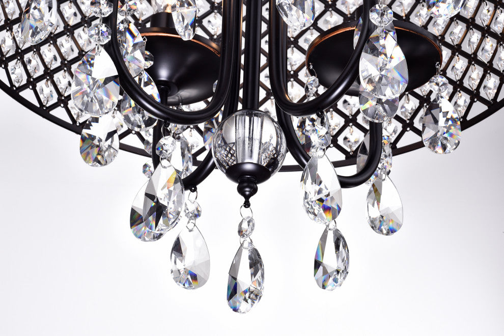 Marya 4-Light Oil Rubbed Bronze Round Beaded Drum Chandelier Crystals Glam