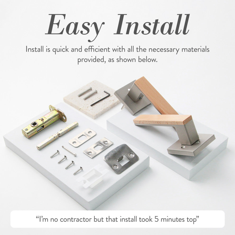 Modern Heavy Duty Designer Interior Door Lever - Summit Collection, Satin Nickel, Privacy Left Hand