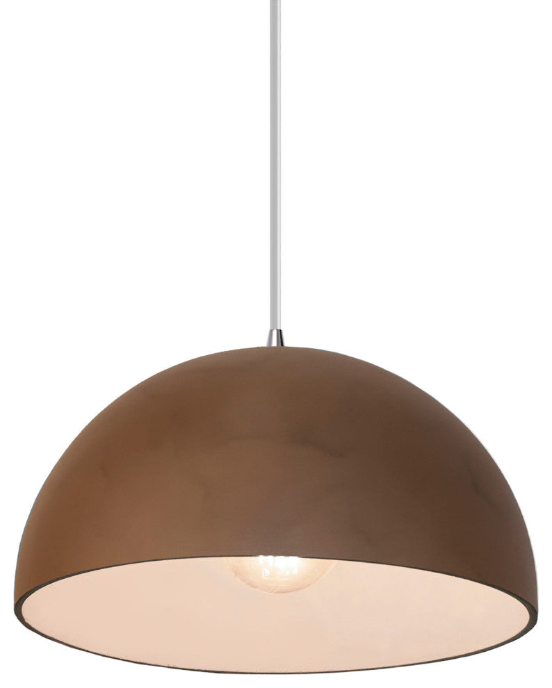 Dome 1-Light Pendant, Terra Cotta, Polished Chrome, White Cord