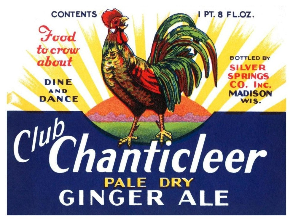 "Club Chanticleer Pale Dry Ginger Ale" Print by Vintage Booze Labels, 18"x14"