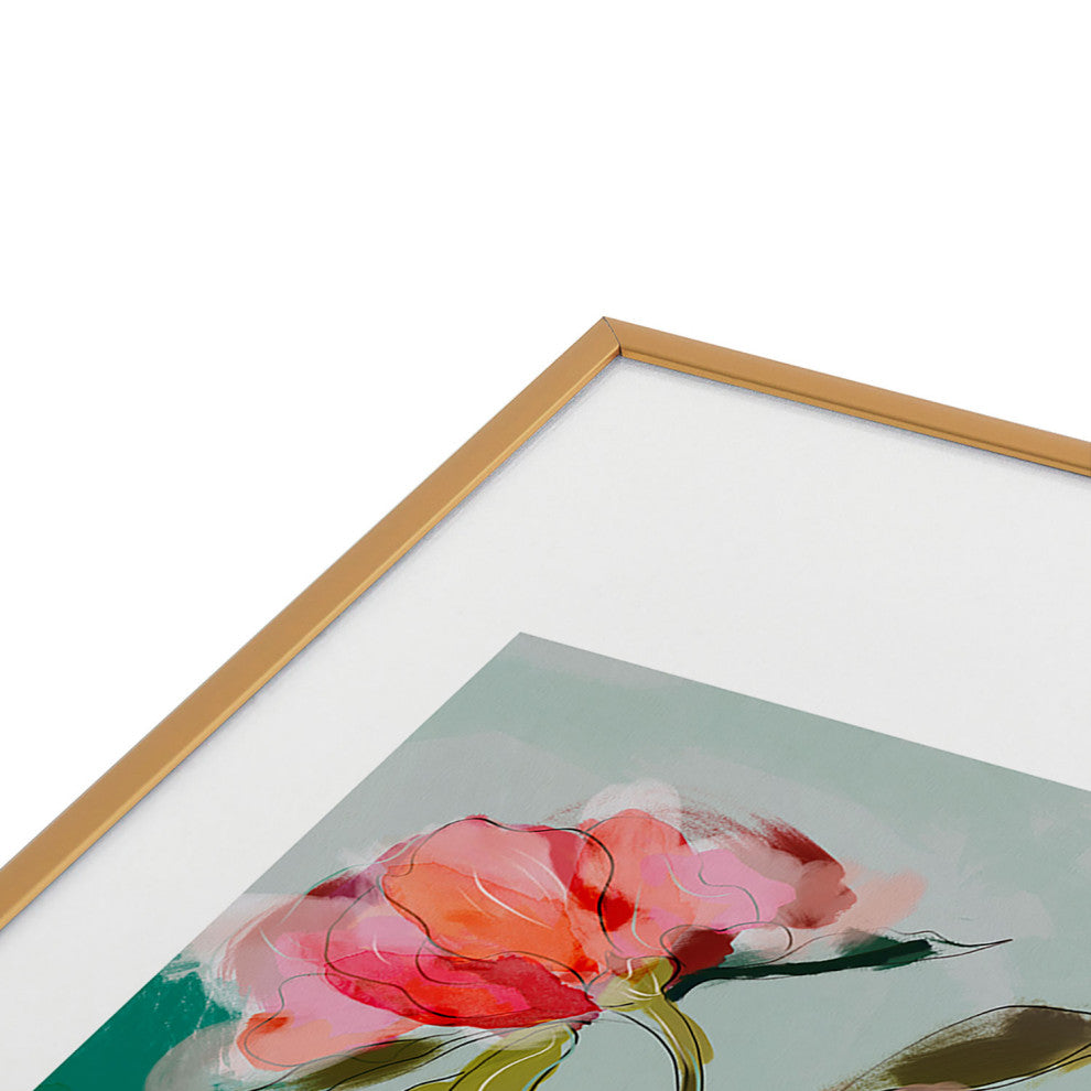 lunetricotee peonies abstract floral Metal Framed Art Print