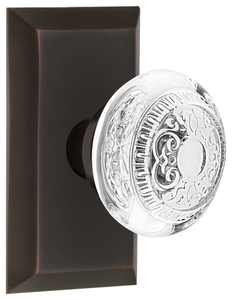 Studio Plate Single Dummy Crystal Egg and Dart Knob, Timeless Bronze, STUCED