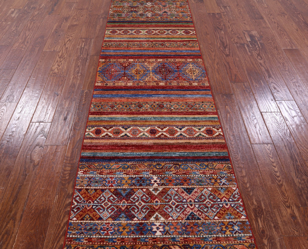 2' 7" X 8' 5" Runner Hand Knotted Super Kazak Khorjin Rug - Q12798