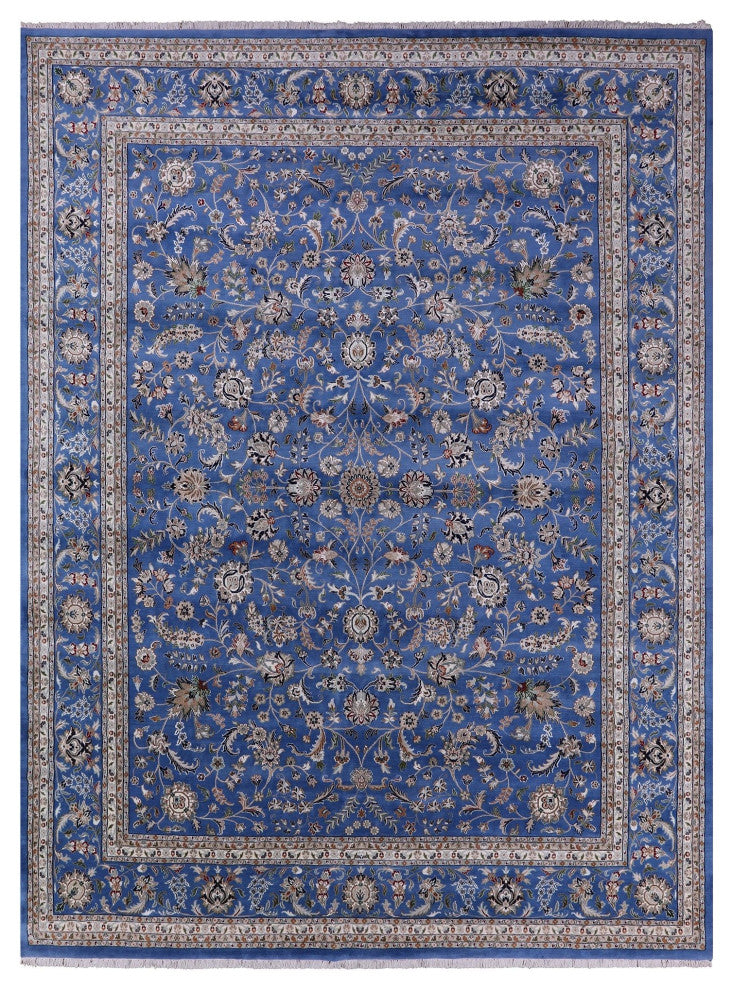 11' 8" X 15' 3" Persian Nain Wool and Silk Hand Knotted Rug Q7155