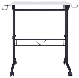 Rolling Writing Desk With Height Adjustable Desktop, White