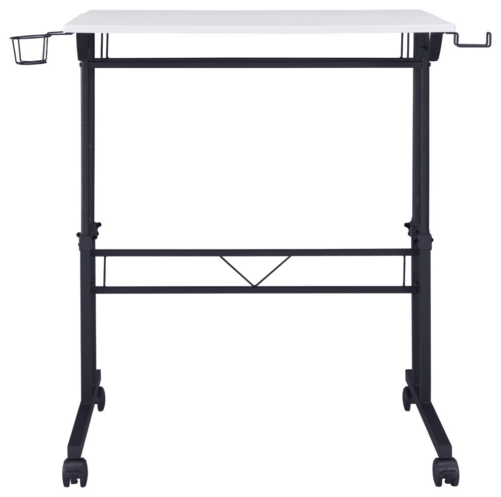 Rolling Writing Desk With Height Adjustable Desktop, White