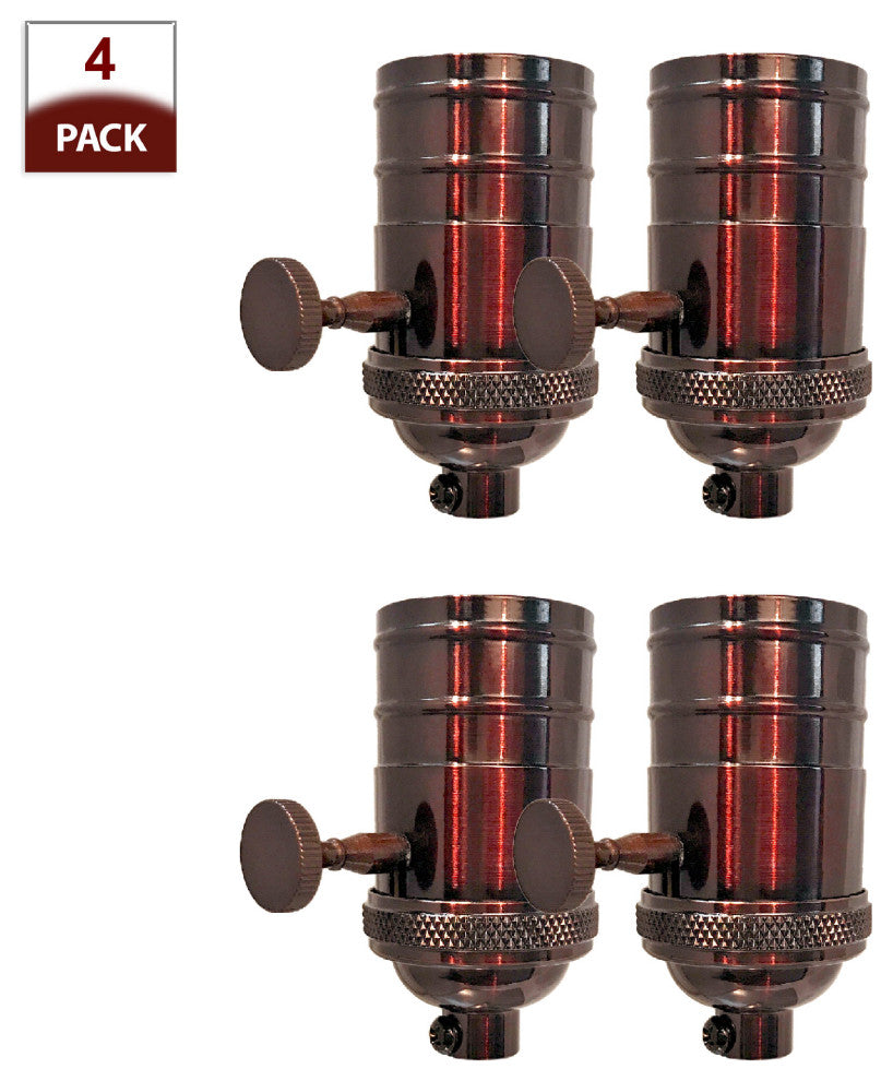 Royal Designs, Inc. On/Off Turn Knob Lamp Socket, Oil Rubbed Bronze, Set of 4