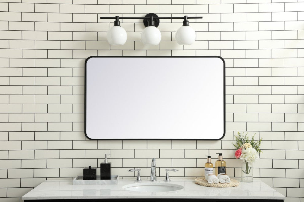 Elegant Decor MR802440BK Soft Corner Metal Rectangular Mirror, 24"x40"