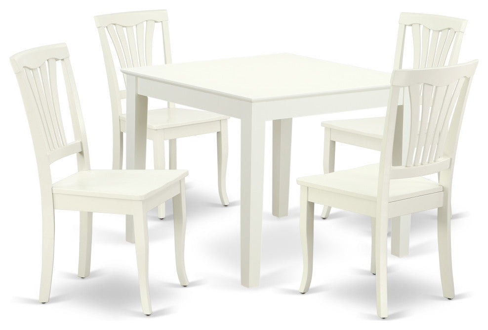 Oxav5-Lwh-W 5Pc Square 36"Table And 4 Vertical Slatted Chairs