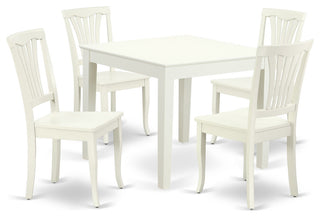 Oxav5-Lwh-W 5Pc Square 36"Table And 4 Vertical Slatted Chairs