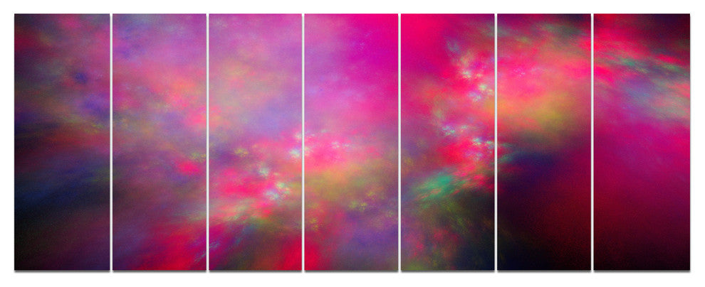 Perfect Red Starry Sky, Abstract Canvas Art Print, 83"x32", 7 Panels
