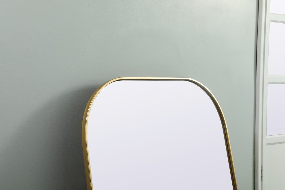 Metal Frame Arch Full Length Mirror 35X66 Inch, Brass
